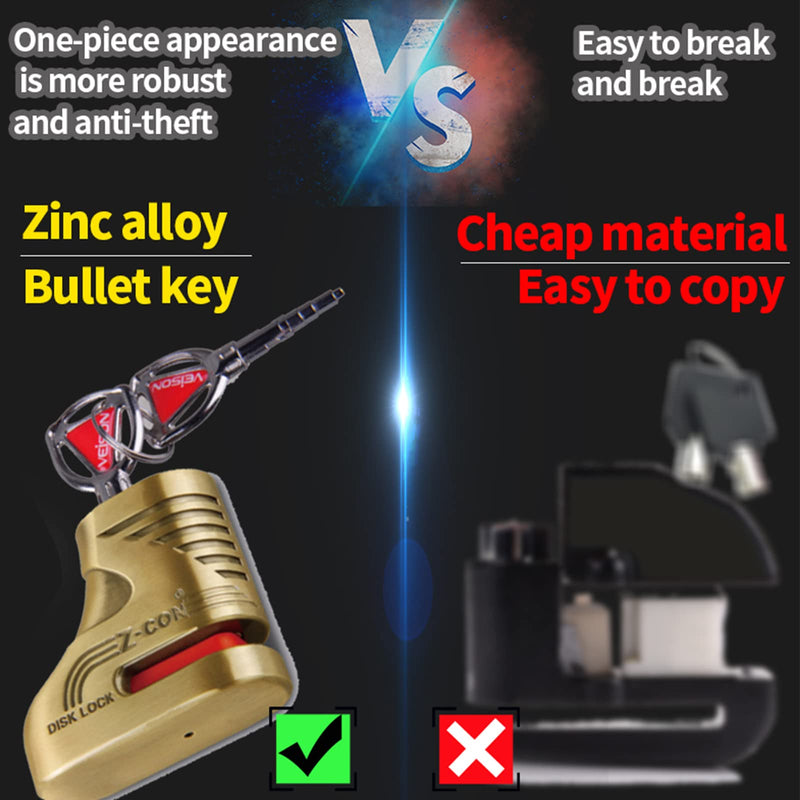 [Australia - AusPower] - Motorcycle Locks Heavy Duty Anti Theft,Cable Locks with Combination,Heavy Duty Bike Lock with Key Seatylock,Mini Lock,Wheel Disc Lock,Disk Brake Lock Accessories for Adult Bikes and Cables Gold 
