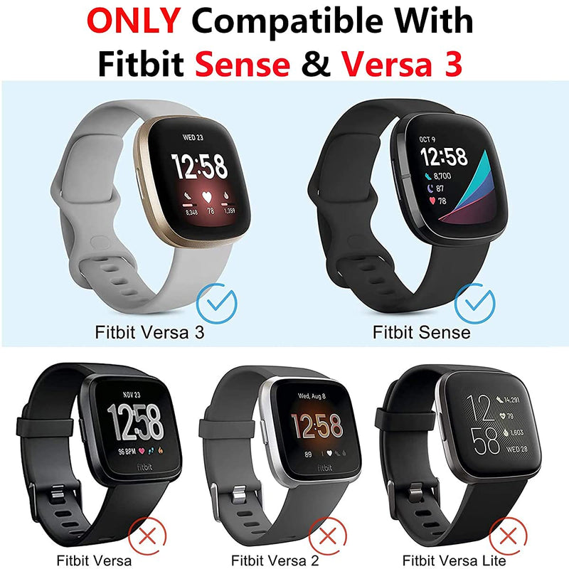 [Australia - AusPower] - HOMTERN Compatible with Fitbit Sense Bands and Fitbit Versa 3 Bands,Silicone Replacement Smartwatch Tracker Bands Flexible Durable Watch Straps for Kids Women Man Large Black&Blue&BlueGray 