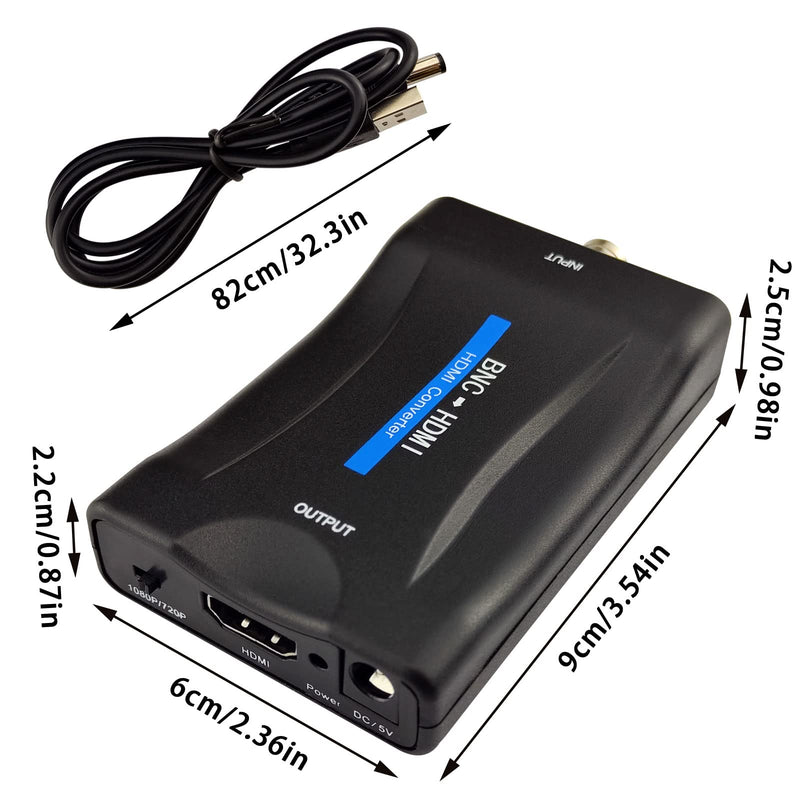 [Australia - AusPower] - Flylin BNC to HDMI Converter, Composite BNC and Audio Input to HDMI Output Adapter CVBS BNC Adapter with Audio for Security Cameras DVRs CCTV Moniter Supports 720P/1080P Output 