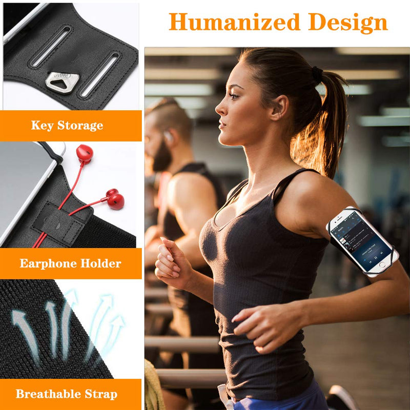 [Australia - AusPower] - SHINYLIFE Detachable Running Armband, 360° Rotatable Lightweight Sport Cell Phone Holder with Adjustable Elastic Band & Key Holder, Compatible with iPhone 12 11 Pro Max Xs XR Samsung S20 Google etc. 