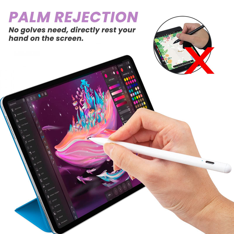 [Australia - AusPower] - 2021 Active Stylus Pen for Apple iPad 2nd Generation Pencil Compatible with iPad Pro 12.9 Inch 11 Inch,iPad 10.2" 8/7 Gen,iPad Air 4th Gen Digital Fine Point Pencil Stylus for iPad(2018-2021) White 