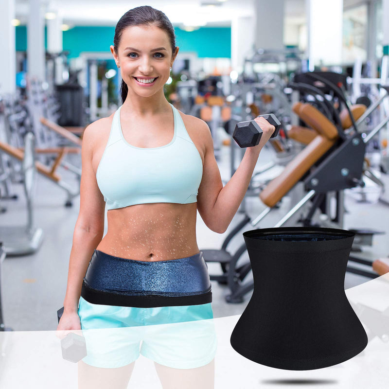 [Australia - AusPower] - 2 Pieces Waist Trimmer for Women Sweat Wrap Sweat Waist Trainer Sweat Tummy Workout Belt Stomach Wraps for Bodybuilding Blue Inner Small 