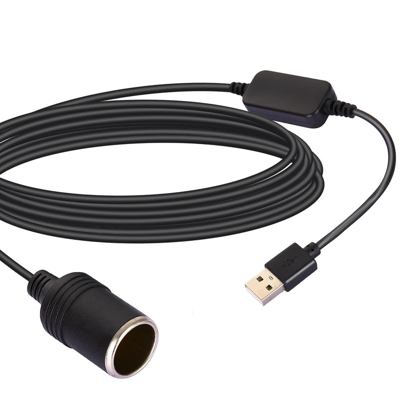 [Australia - AusPower] - Apoi USB A Male to 12V Socket Female Cable Adapter-Black (10.5ft) 10.5ft 