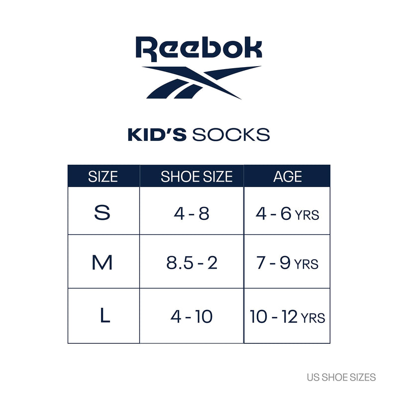 [Australia - AusPower] - Reebok Girls' Cushioned Comfort Athletic Performance No-Show Ankle Low Cut Socks (6 Pack), Size L/Shoe Size: 4-10, Black 
