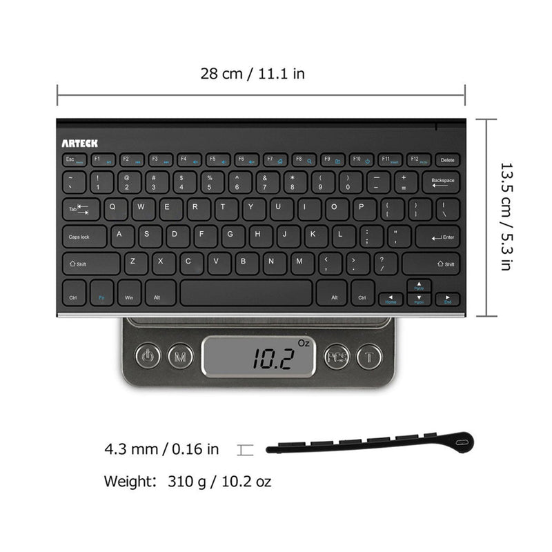 [Australia - AusPower] - Arteck 2.4G Wireless Keyboard Stainless Steel Ultra Slim Keyboard for Computer/Desktop/PC/Laptop/Surface/Smart TV and Windows 10/8 / 7 / Vista/XP Built in Rechargeable Battery 