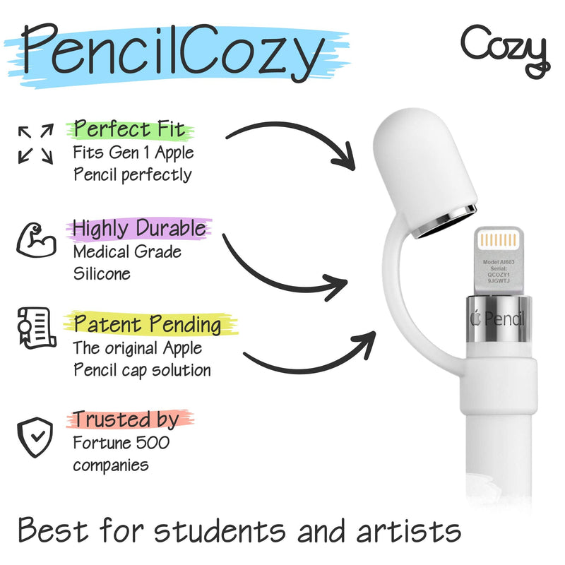 [Australia - AusPower] - [10-Pack] PencilCozy for Apple Pencil Cap: Grips iPencil, Protective Pen Cover, Prevent Damage, Works with Apple iPad Pro Pencil Gen 1(10-Pack White) 10 Pack - White (No Cap Included) 