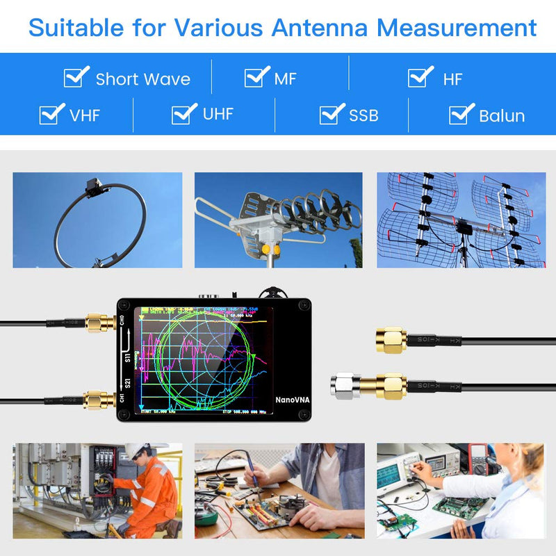 [Australia - AusPower] - Nanovna 10KHz-1.5Ghz Vector Network Analyzer Kit,SEESII MF HF VHF UHF Antenna Analyzer Measuring S Parameters, Voltage Standing Wave Ratio, Phase, Delay, Smith Chart with 2.8" Touch Screen 