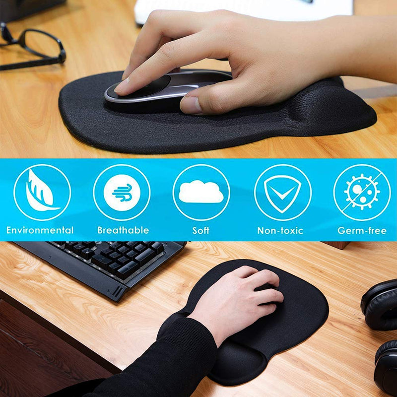 [Australia - AusPower] - MROCO Ergonomic Mouse Pad with Wrist Support Gel Mouse Pad with Wrist Rest, Comfortable Computer Mouse Pad for Laptop, Pain Relief Mousepad with Non-slip PU Base for Office & Home, 9.4 x 8.1 in, Black 