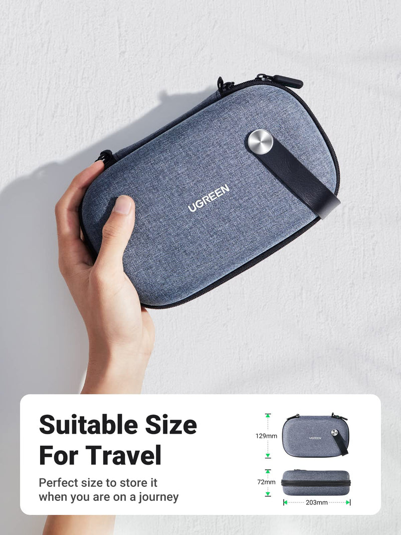 [Australia - AusPower] - UGREEN Travel Case Tech Gadget Electronic Organizer Cable Pouch Small Hard Case Storage Carry Bag Portable for Hard Drive, Charger Cable, USB Cord, Phone, Power Adapter, Earphone, SD Card, Grey 