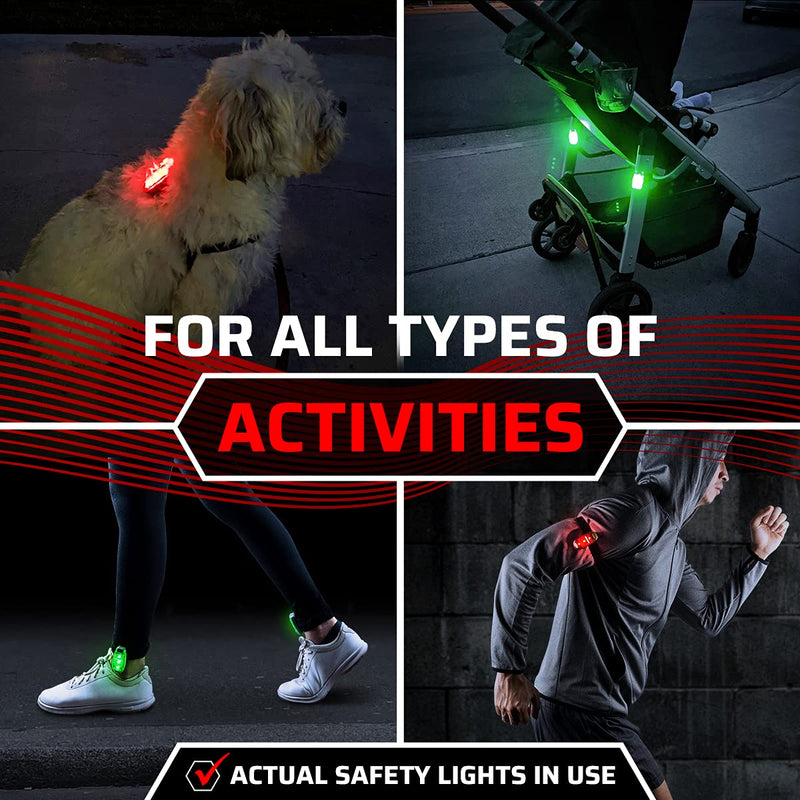 [Australia - AusPower] - GearLight S1 LED Safety Lights [4 Pack] for Boat, Kayak, Bike, Dog Collar, Stroller, Runners and Night Running - Clip On, Strobe, Warning, Flashing, Blinking, Reflective Light Accessories 