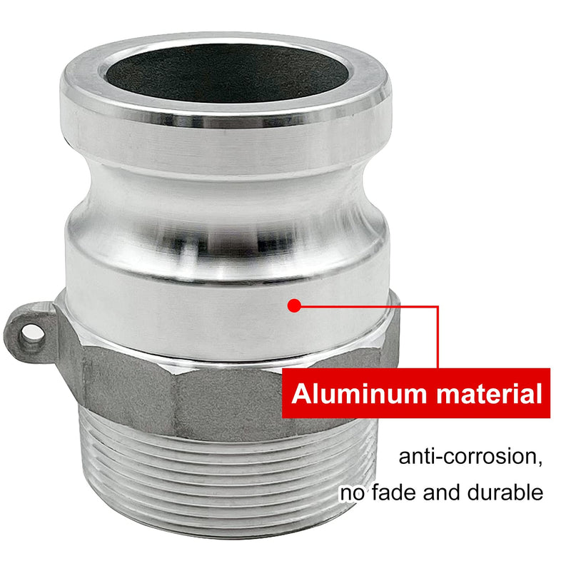 [Australia - AusPower] - SAFBY 2 PCS Type F Aluminum Global Cam and Groove Hose Fitting,2“ Plug x2” NPT Male with 2 PCS 2“ Camlock Gasket Fitting (2") 2 Inch 