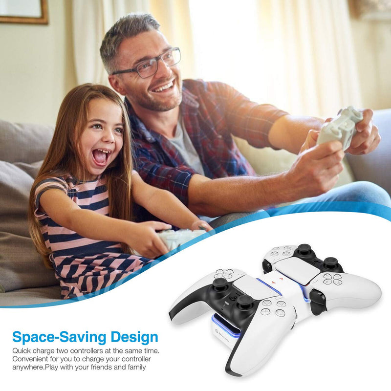 [Australia - AusPower] - Powerextra Control Charger for PS5 - Charging Station for Playstation 5 Dual Charger Compatible with DualSense Playstation 5 Controllers with LED Indicator - Charging Type-C 