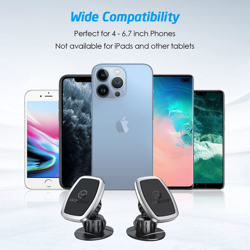 [Australia - AusPower] - WixGear Universal Stick On Swivel Mount (2 Pack) Dashboard Magnetic Phone Holder for Car, Phone Mount for Car for Cell Phones and Mini Tablets with Fast Swift-snap (New Upgraded Swivel Stick On Mount) 
