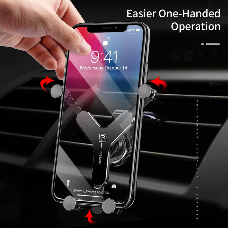 [Australia - AusPower] - Air Vent Car Phone Holder Mount, Universal Gravity Car Phone Mount Stable, Aluminum xuenair Vertical Vent Cell Phone Holder Car Mount for iPhone 13 12 Samsung and All 4-7 inches Smart Phone-Black Y-black 