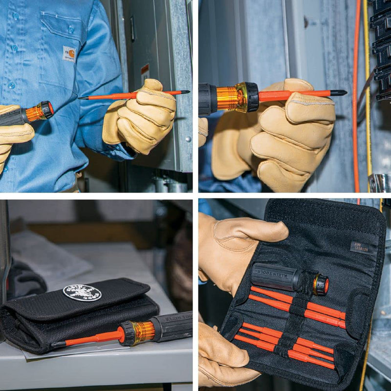 [Australia - AusPower] - Klein Tools 32288 Insulated Screwdriver, 8-in-1 Screwdriver Set with Interchangeable Blades, 3 Phillips, 3 Slotted and 2 Square Tips 
