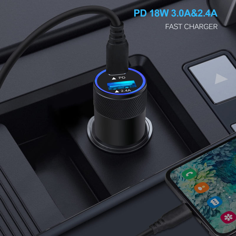 [Australia - AusPower] - USB C Fast Car Charger,30W Cigarette Lighter Rapid Car Adapter Plug Power Delivery 3.0 & 2.4A Compatible with iPhone 13 Pro Max/12 Pro Max/12 Mini/11,Samsung Galaxy A52s 5G S20 Ultra 5G S10,LG Black 