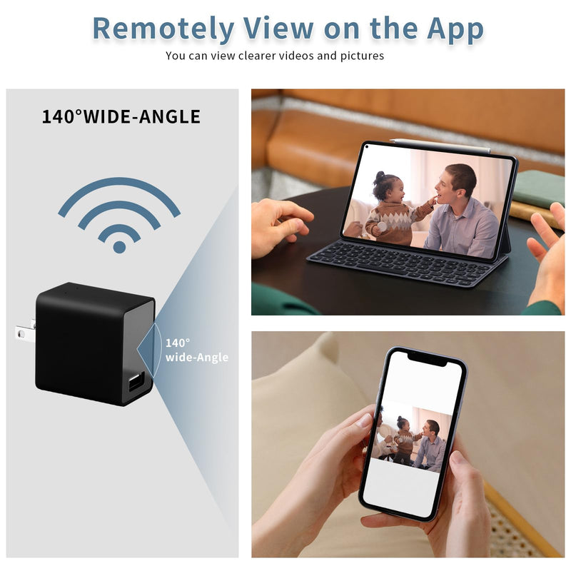 [Australia - AusPower] - ARMTUBOB Hidden Camera, Hidden Spy Camera Charger with Remote View, FHD 1080P Mini Wireless USB Charger Camera, 140 Degree Wide Angle Nanny Cam for Home and Office Surveillance 