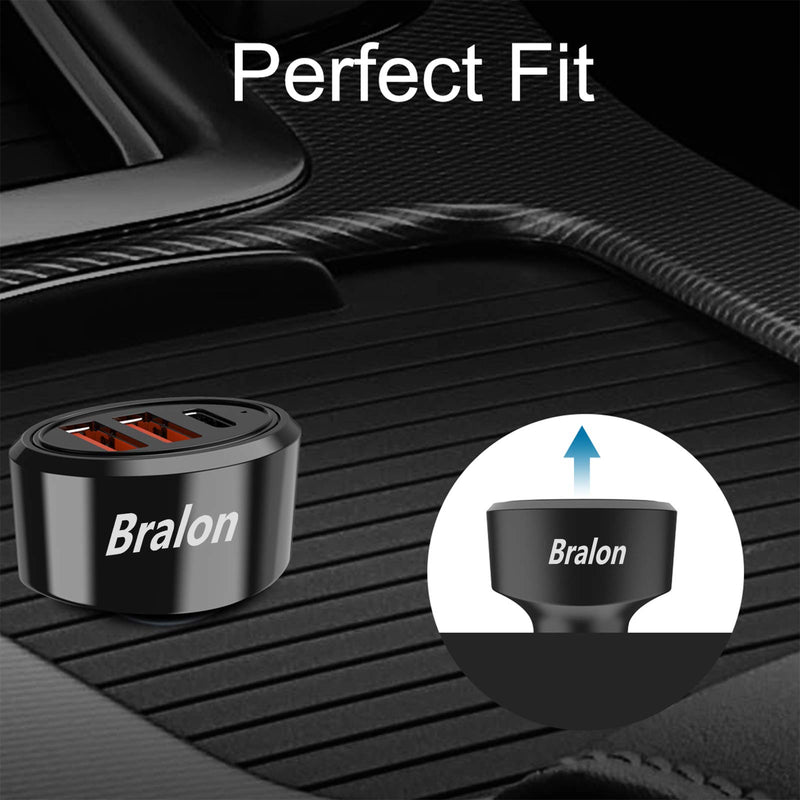 [Australia - AusPower] - USB C Car Charger[2-Pack],Bralon 44W(PD 3.0 20W & Dual USB-A 24W/4.8A) Fast Car Charger Adapter Compatible with Phone 12/12 Pro(Max)/12 mini/11/11 Pro(Max)/XS/XR/X/8/7,Galaxy Note S10 S9 S8 S7 & More 