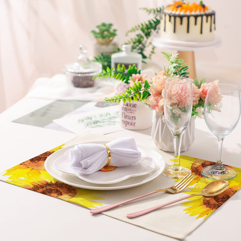 [Australia - AusPower] - 8 Pieces Sublimation Burlap Placemats Washable Sublimation Blank Place Mats White Placemats for Dining Tables Birthday Party Wedding DIY Table Mats Kitchen Home Holiday Table Decor 12 x 16 Inch 