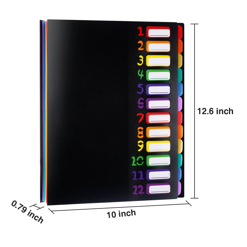 [Australia - AusPower] - Shappy 12 Pocket Expanding File Folder with Rainbow File Folders Organizer Multicolored Pockets A4 Size Document Organizer for Students Offices(A4/Letter Size) 