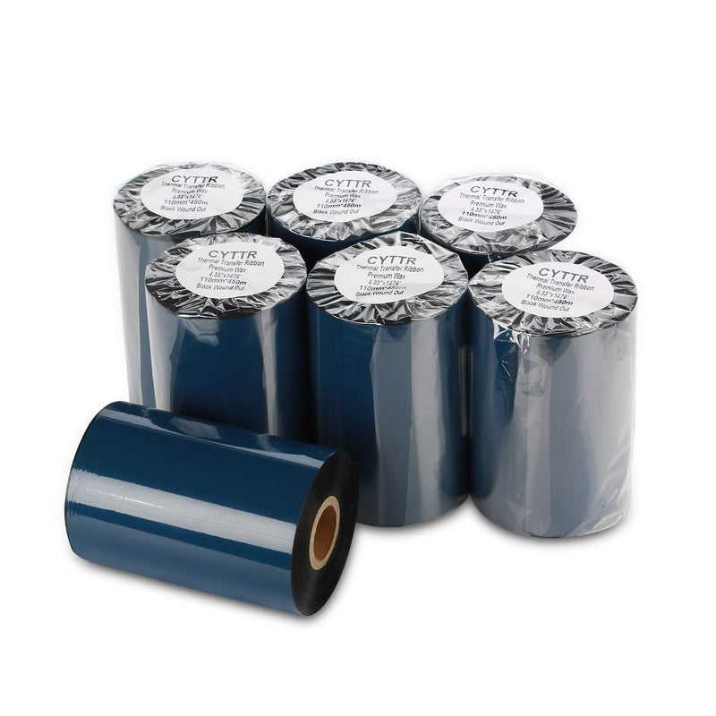 [Australia - AusPower] - CYTTR Thermal Transfer Ribbon - Premium Wax Printer Ribbon 1"Core Ink Out- 1 Roll (4.33" x 1476') 110mm450m for Zebra ZT410,ZT420,ZT610,105SL,110*i4,140*i4,zt230,Godex ez2300,Citizen s700 