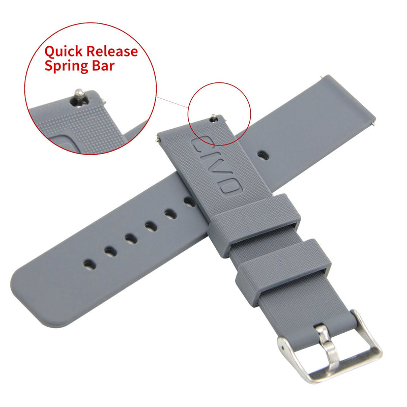 [Australia - AusPower] - CIVO Silicone Watch Bands Quick Release Soft Rubber Watch Strap Smart Watch Band 18mm 20mm 22mm for Men Women smoke grey 