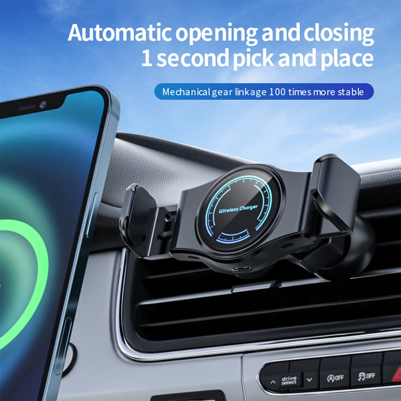 [Australia - AusPower] - Car Wireless Charger for Phone, Qi Fast Charging Car Mount, Auto-Clamping with Touch Sensor Switch, Adjustable Air Vent Installation for iOS and Android 