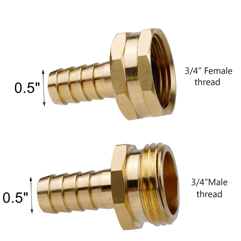 [Australia - AusPower] - Twinkle Star Heavy Duty Brass 1/2" Garden Hose Mender End Repair Connector with Stainless Clamps, Male and Female Garden Hose Fittings, 3 Sets 