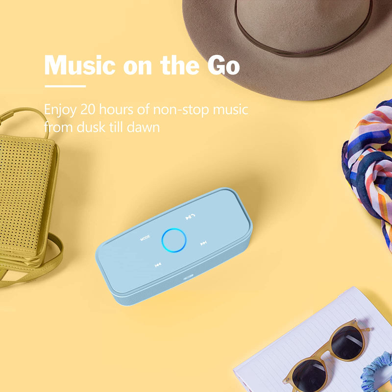 [Australia - AusPower] - Bluetooth Speaker, DOSS SoundBox Touch Portable Wireless Bluetooth Speaker with 12W HD Sound and Bass, IPX5 Waterproof, 20H Playtime, Touch Control, Speaker for Home, Outdoor,Travel-Tiffany Blue Tiffany Blue 