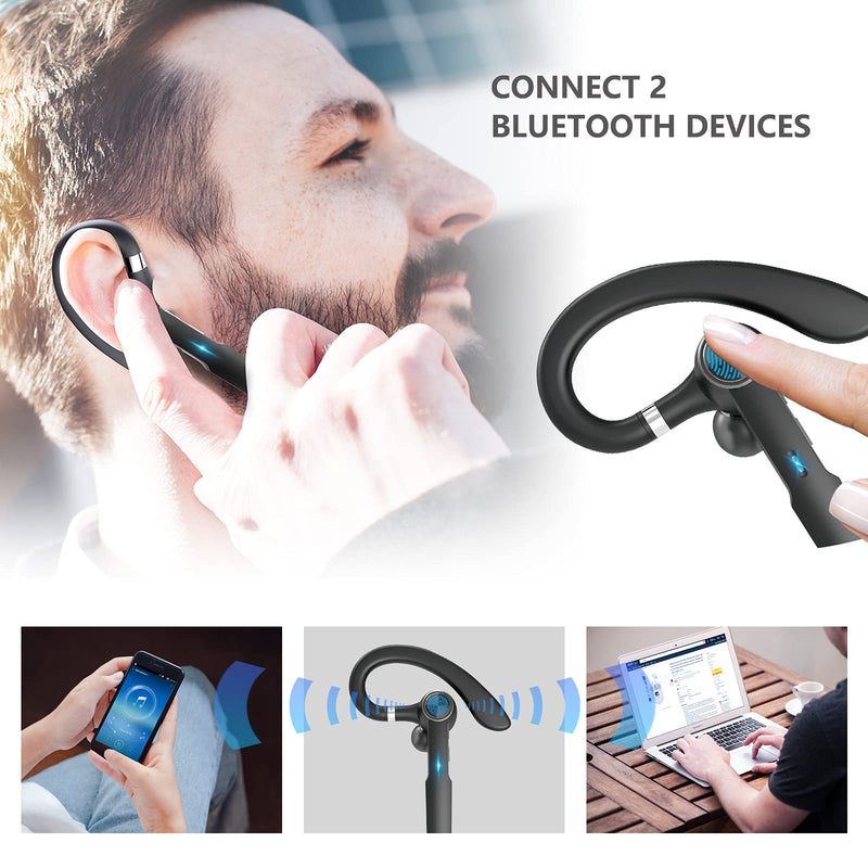 [Australia - AusPower] - Bluetooth Earpiece,Tonstep Bluetooth Headset with MIC, Trucker Bluetooth Headset 50 Hours with Charging Case, in-Ear Headphones Wireless Earphones for Business,Office and Driving (Black-g1) Black-g1 