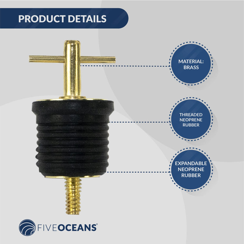 [Australia - AusPower] - Five Oceans T-Handle Drain Plugs, 1 inch FO-2882 