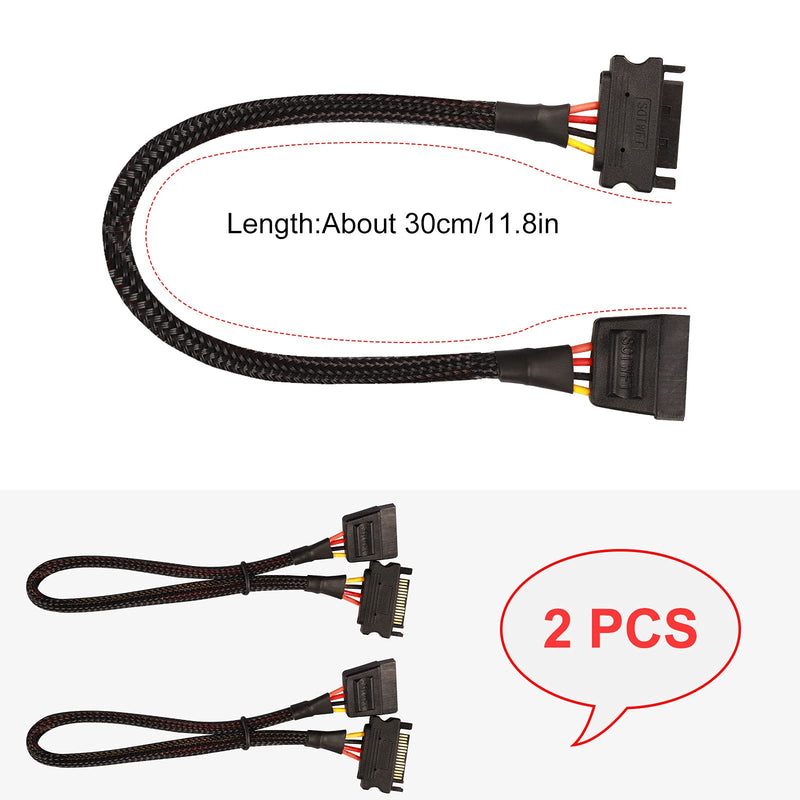 [Australia - AusPower] - TAKHRWOD SATA Power Extension Cable Portable Supply Splitter (11.8in, Black) 11.8in 