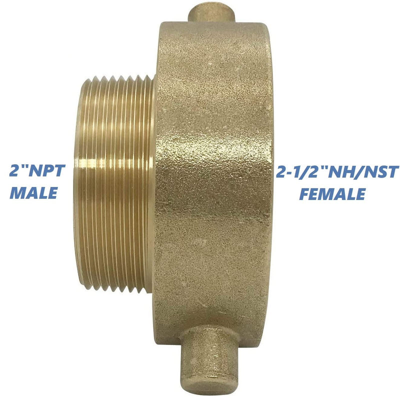 [Australia - AusPower] - Happy Tree 2-1/2" NH/NST Female x 2" NPT Male Brass Male Swivel Adapter Fire Hose Hydrant Adapter with Pin Lug Brass Fire Equipment BHASW2520 