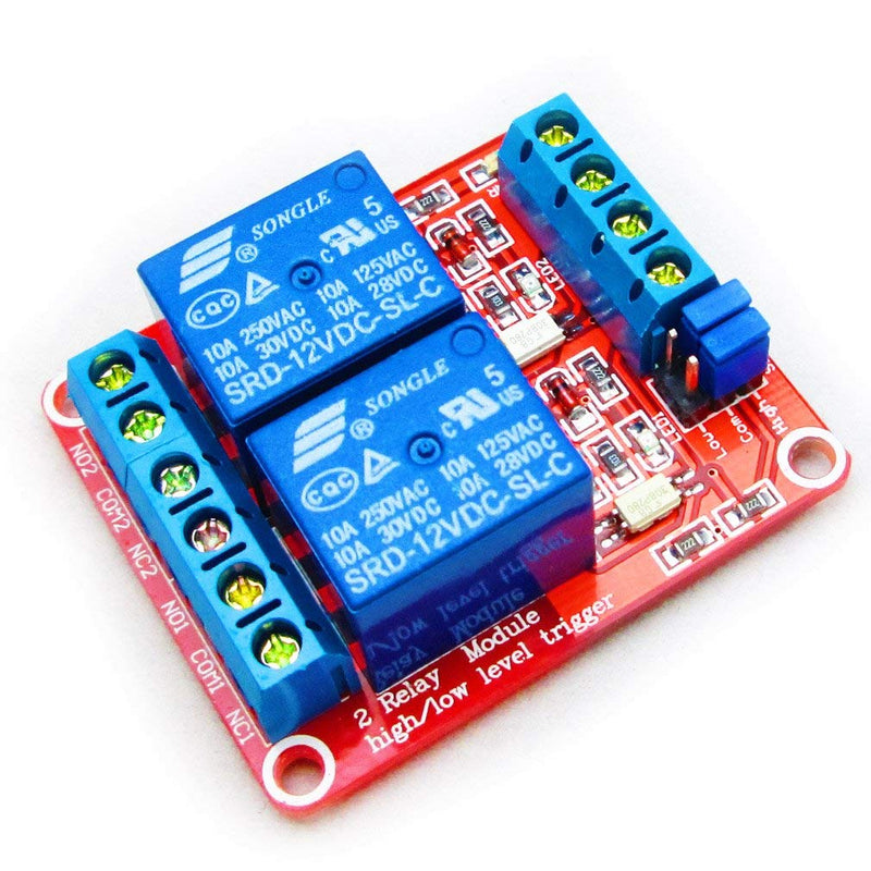 [Australia - AusPower] - HiLetgo 2pcs DC 12V 2 Channel Relay Module with Isolated Optocoupler High and Low Level H/L Level Trigger Module Triggered by DC 12V 