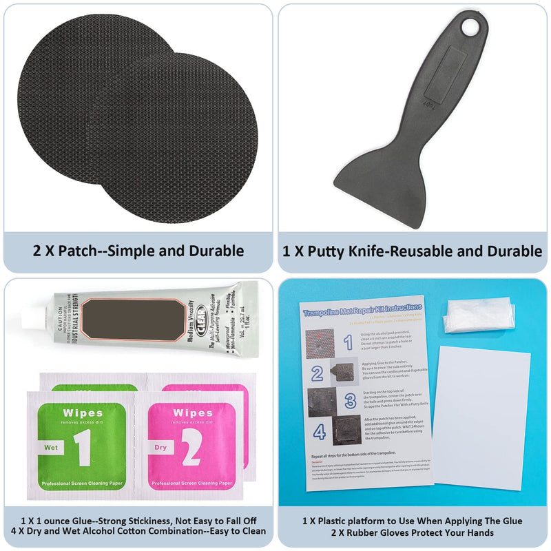 [Australia - AusPower] - ifeolo Trampoline Patch Repair Kit 4 inch Circle On Patches | Repair Trampoline Mat Tear or Hole in a Trampoline Mat 2 Piece 