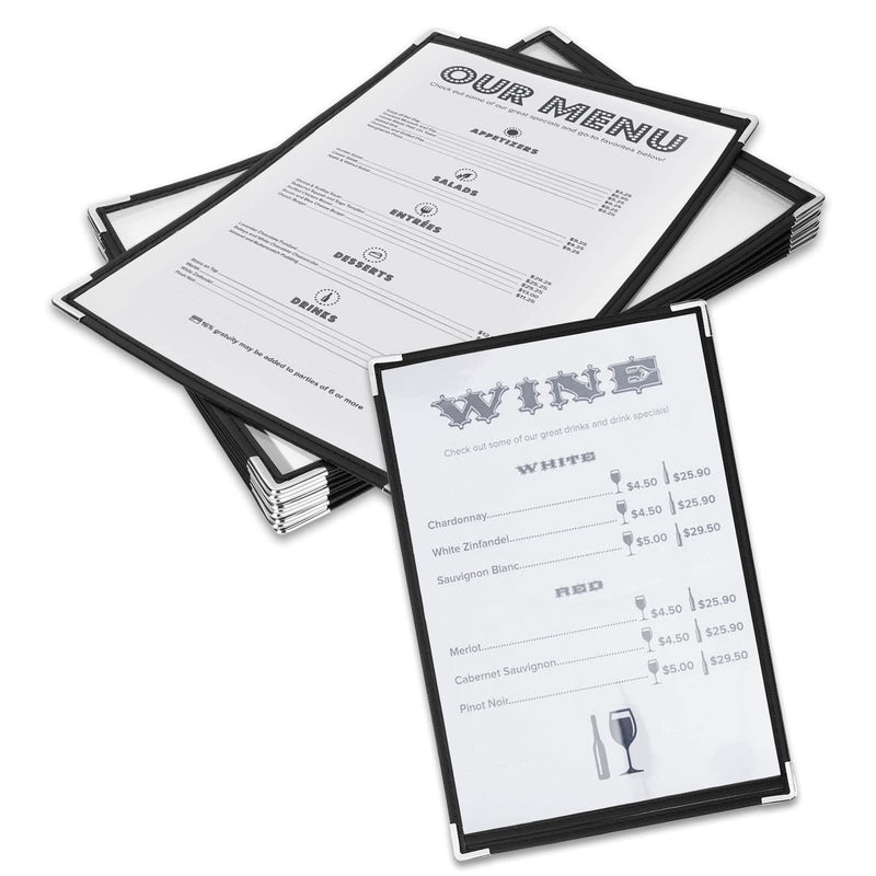 [Australia - AusPower] - 10 Pack Menu Covers, 8.5 x 11 inch Menu Holder for Restaurant, Single Page Menu Sleeves Double Clear View, Menu Holder for Kitchen, Restaurant Supplies, Drink, Wine Menu 