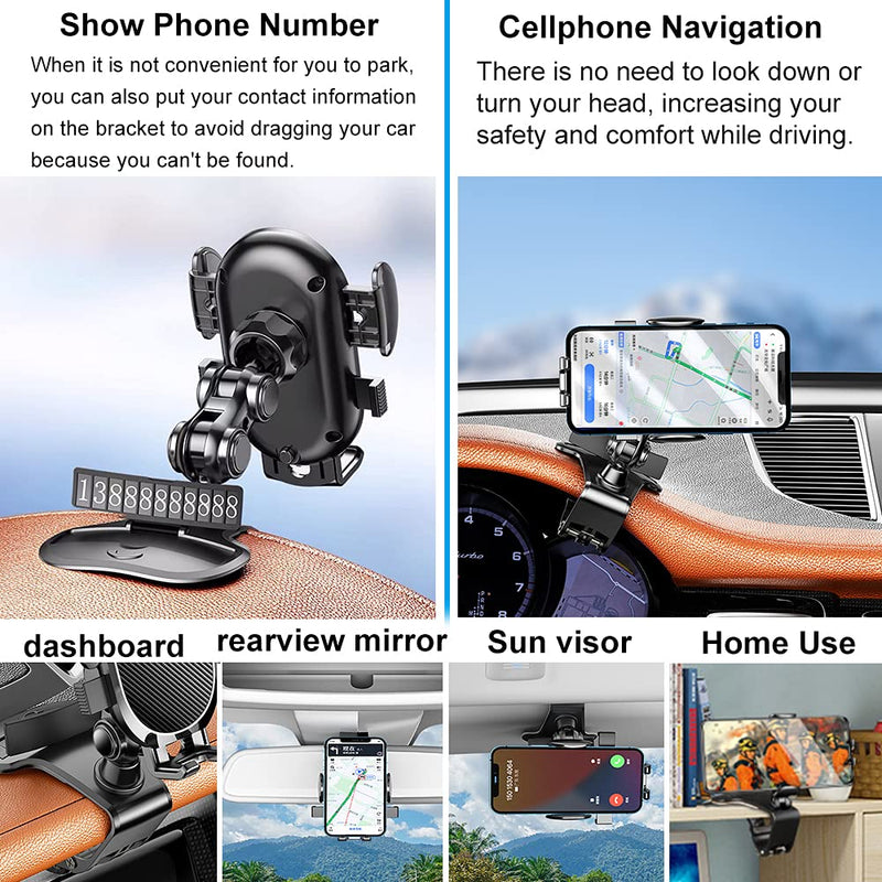 [Australia - AusPower] - Dashboard Car Phone Holder Mount with 4 x 360 Degree Rotation, CLZWiiN Cell Phone Stand Suitable for 4 to 7 inch Smartphones, Universal Car Clip Mount Stand Compatible with iPhone, Samsung Galaxy Green+Black 