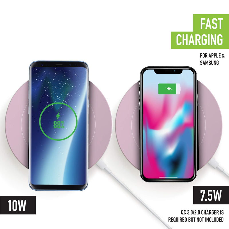 [Australia - AusPower] - iJoy Pink Wireless Charger, 10W Super Fast Charging Pad, QI Certified Compatible with iPhone 11/11 Pro Max, Max/XR/XS/X/iPhone 8, Samsung Galaxy S20/ S10 / S9/ S8, Airpod Pro 