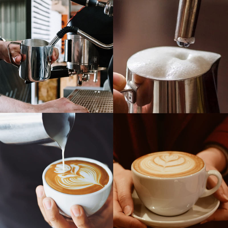[Australia - AusPower] - Milk Frothing Pitcher, 15oz 450ml Espresso Steaming Pitchers Stainless Steel Cappuccino Coffee Machine Accessories Barista Tools, Steamer Froth Pitchers Milk Jug Cup with Decorating Pen Latte Art 