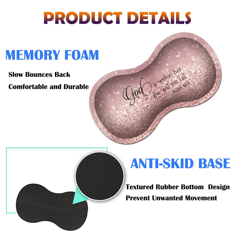 [Australia - AusPower] - XMTMR-Glass Extended Gaming Mouse Pad with Seam, Long XL Desktop Keyboard Pad, Suitable for Work/Game/Office/Home, Butterfly Wrist Rest Pad and Coaster, Pink Glitter Quotes Psalm 46:5 Xg-g4-bc 001 