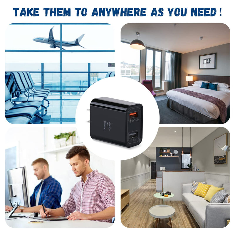 [Australia - AusPower] - Dual USB Wall Charger, Costyle 3 Pack 30W 2 Ports Adaptive Fast Charging Block (Quick Charger 3.0 & 5V 2.4A) Wall Plug Compatible iPhone 11 XS Max, Samsung Galaxy S10 S9 S8,Note 8 9 10,Pixel (Black) Black 