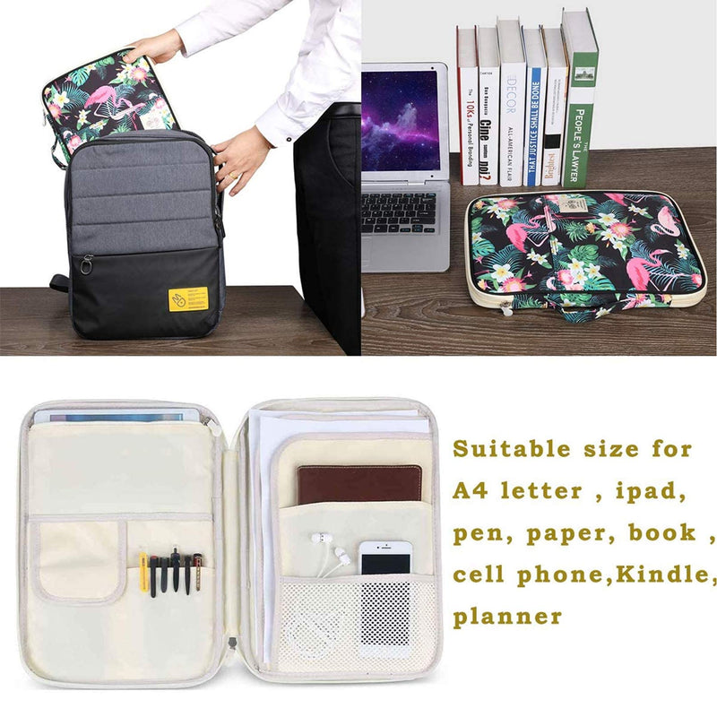 [Australia - AusPower] - JAKAGO Travel Portfolio Organizer Waterproof A4 Document Bag Multifunctional Travel Note Pouch Zippered Carrying Case for Notebook, Ipad, Journals, Sketch Books (Flamingo) Flamingo 