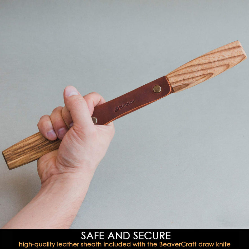 [Australia - AusPower] - BeaverCraft DK2s Draw Knife with Leather Sheath Woodworking Tool 4.3" Drawknife Wood Carving Tools Wood Draw Knife Woodworking Whittling Tools Draw Knife DK2 with Leather Sheath 