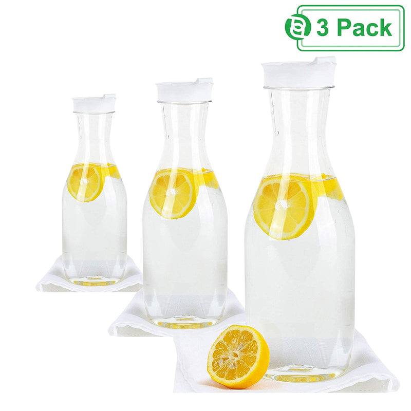 [Australia - AusPower] - Party Bargains 50 Oz. Clear Plastic Pitcher - [3 Pack] White Cap Premium Quality & Heavy Duty Water Containers - Excellent for Iced Tea, Powdered Juice, Cold Brew, Mimosa Bar 3 