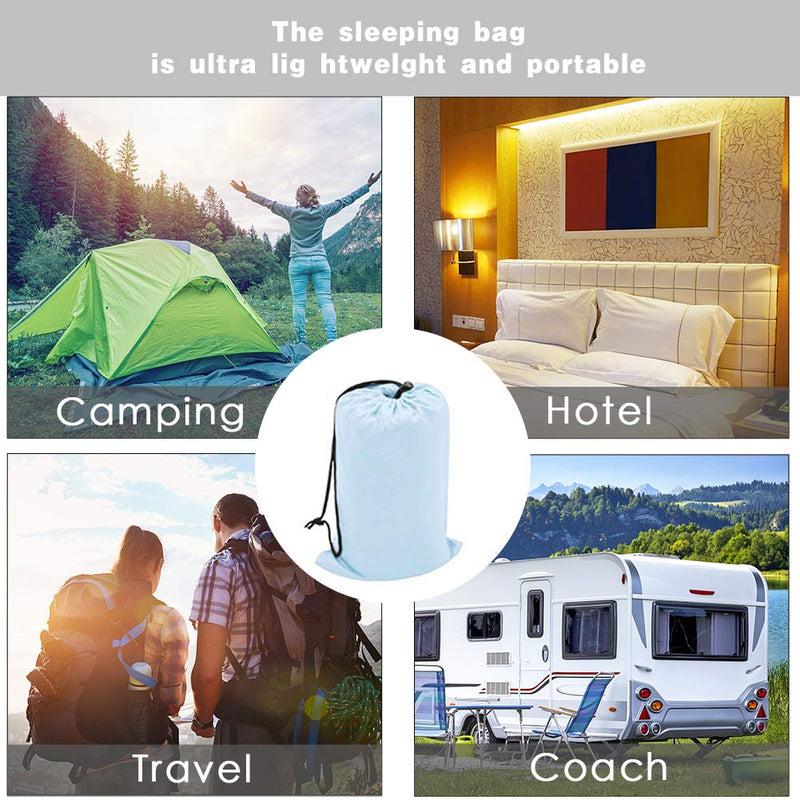[Australia - AusPower] - OTDEST Travel and Camping Sheet Sleeping Bag Liner - Lightweight Compact and Portable Adult Sleeping Bag - Ideal for Traveling,Hostels and Camping Blue 