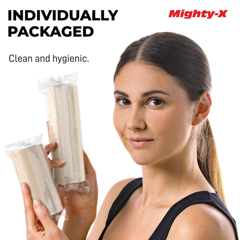 [Australia - AusPower] - Premium Elastic Bandage Wrap - (Pack of 4) - Cotton Latex Free Compression Bandage Wrap - 4” & 6” Self-Closing - Washable & Reusable Adhesive 4pk 