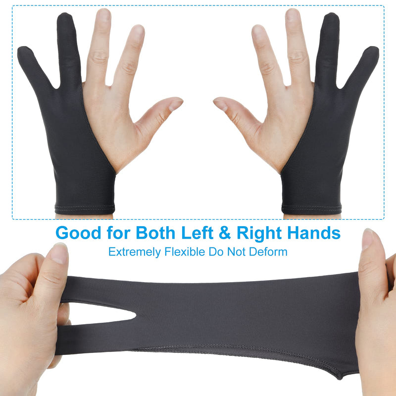 [Australia - AusPower] - 3 Pieces Two-Finger Glove Artist Drawing Tablet Gloves Drawing Hand Guard Two Finger Graphics Painting Glove Unisex (Black, White, Gray,Large) Large Black, White, Gray 