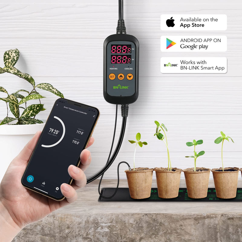 [Australia - AusPower] - BN-LINK Smart WiFi Digital Temperature Controller Heating Cooling, Works with Alexa and Google Home. For Reptiles Aquarium Carboy Homebrew Breeding Fermenter Seed Germination °C/°F -40-176°F 15A/1875W 