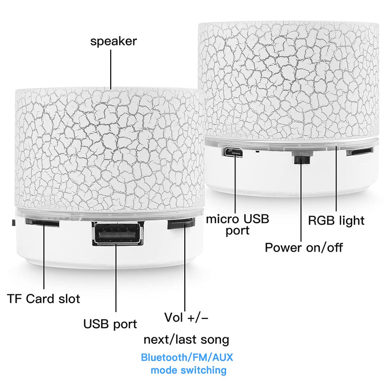 [Australia - AusPower] - Portable Wireless Mini Bluetooth Speaker,AICase Super Bass Stereo Rechargeable Speaker with LED Lights White 