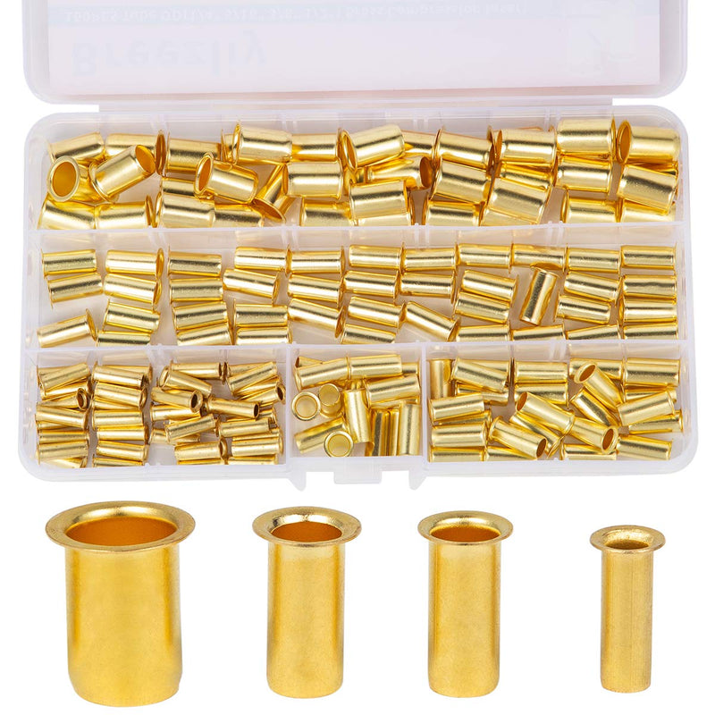 [Australia - AusPower] - Breezliy 160pcs Tube OD(1/4" 5/16'' 3/8" 1/2") Brass Compression Insert,Brass Compression Fitting Assortment Kit , Insert Tube Support Compression Sleeve Fitting 160pcs 4 Sizes Brass Compression Insert 